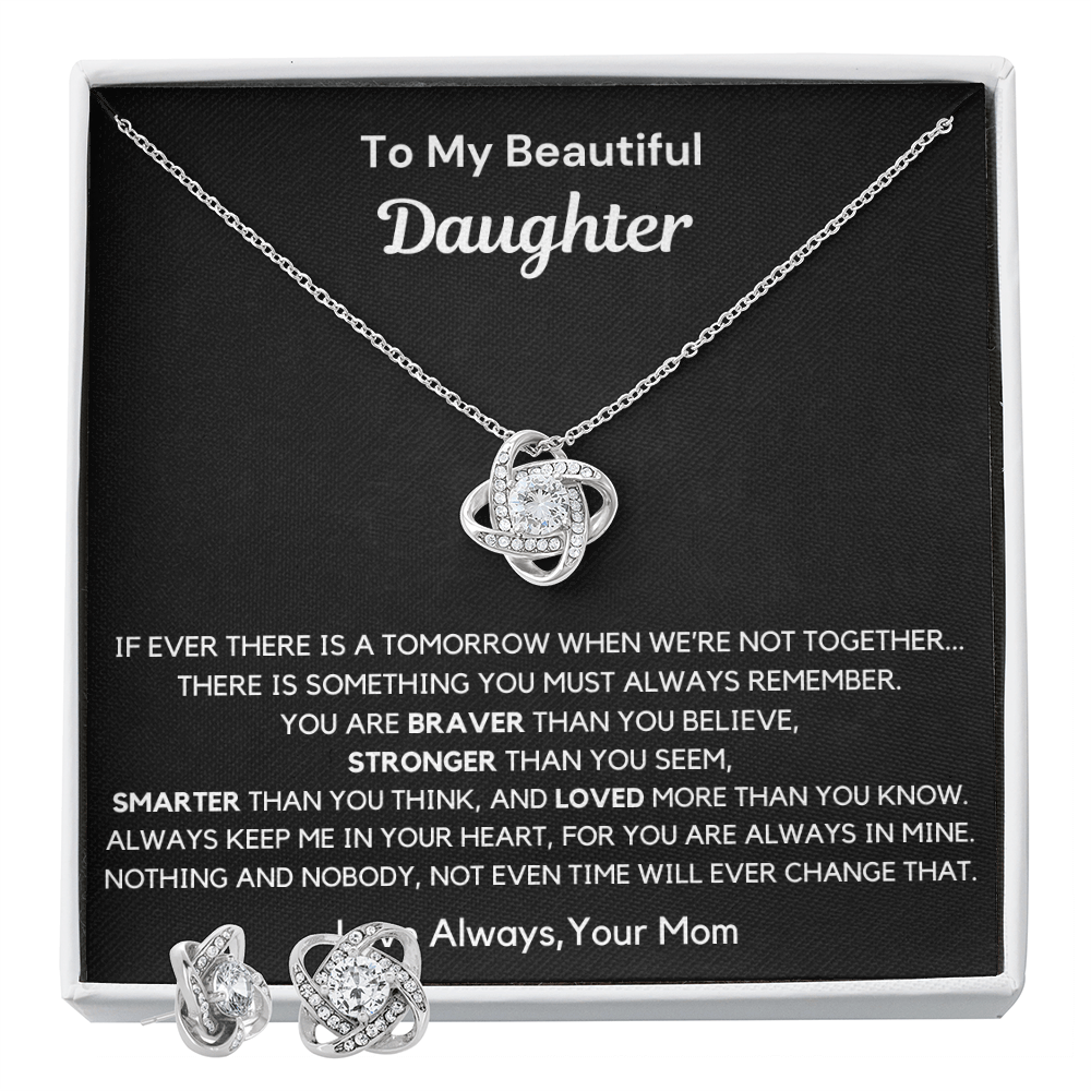 Almost Sold Out- Daughter- Love Knot Earring & Necklace Set