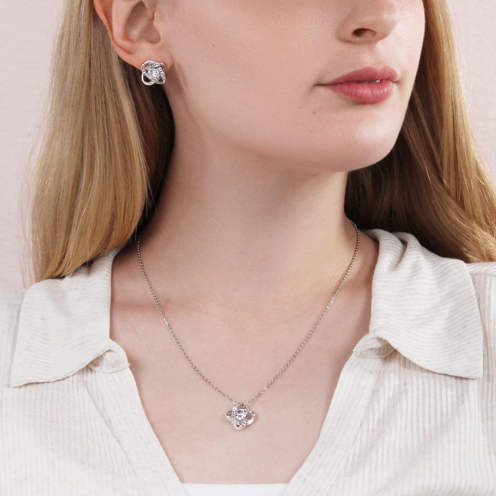 Almost Sold Out- Daughter- Love Knot Earring & Necklace Set