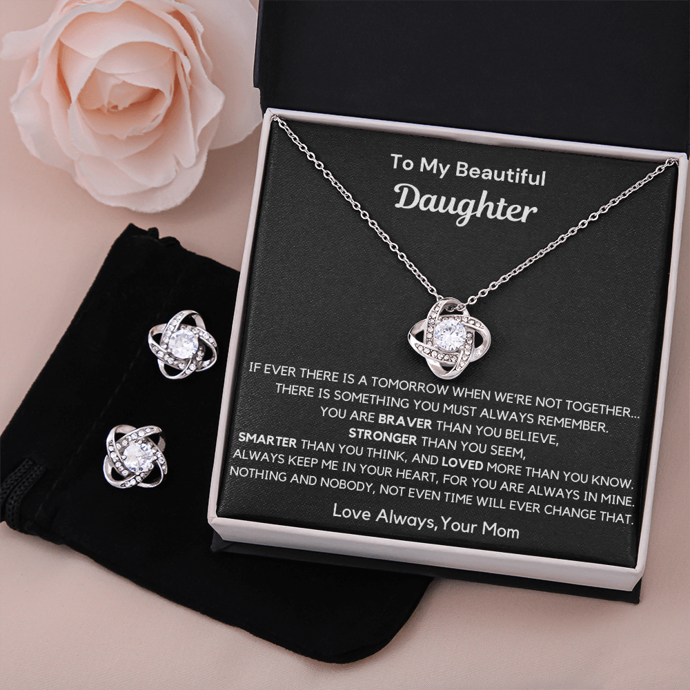 Almost Sold Out- Daughter- Love Knot Earring & Necklace Set