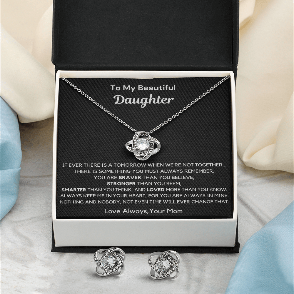 Almost Sold Out- Daughter- Love Knot Earring & Necklace Set