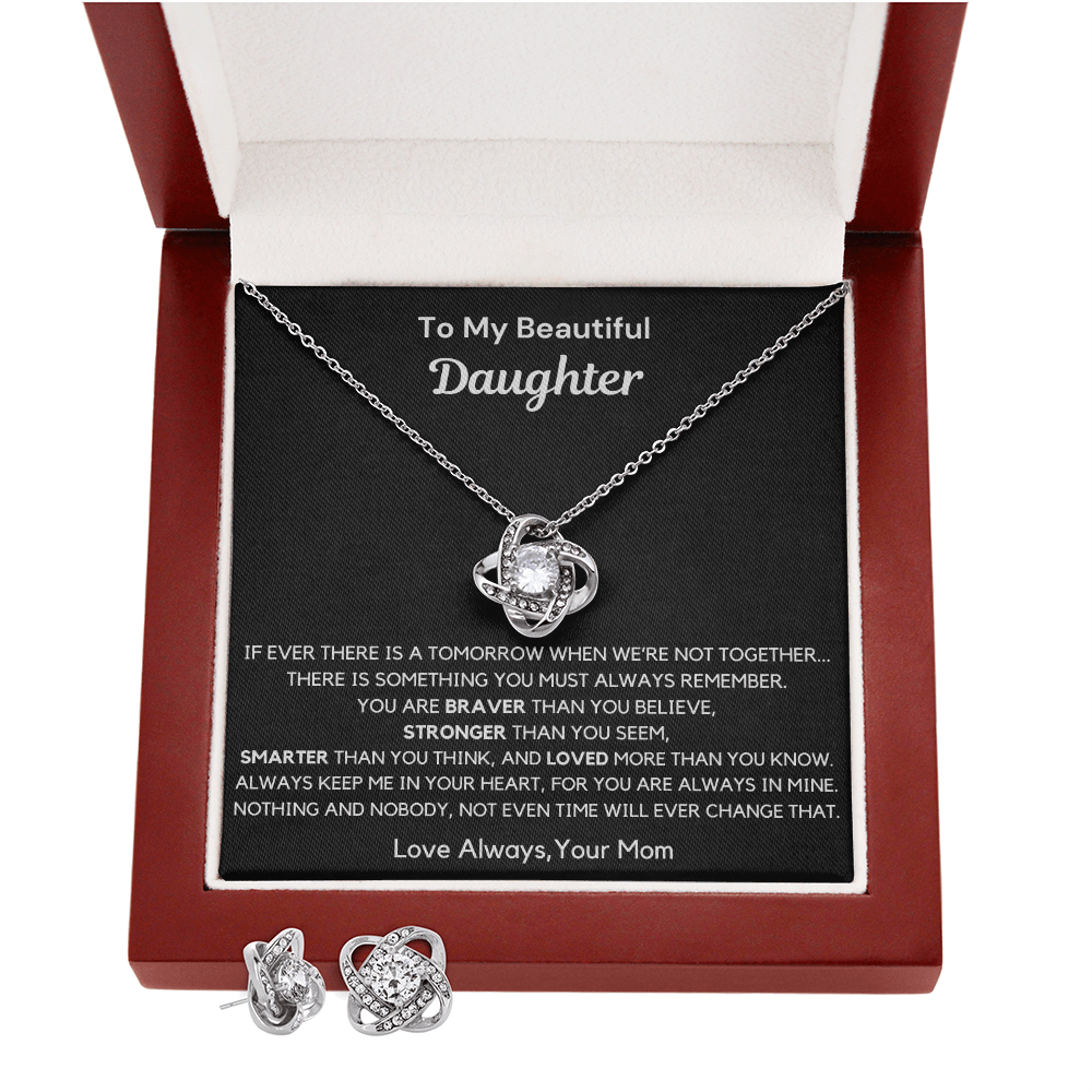 Almost Sold Out- Daughter- Love Knot Earring & Necklace Set