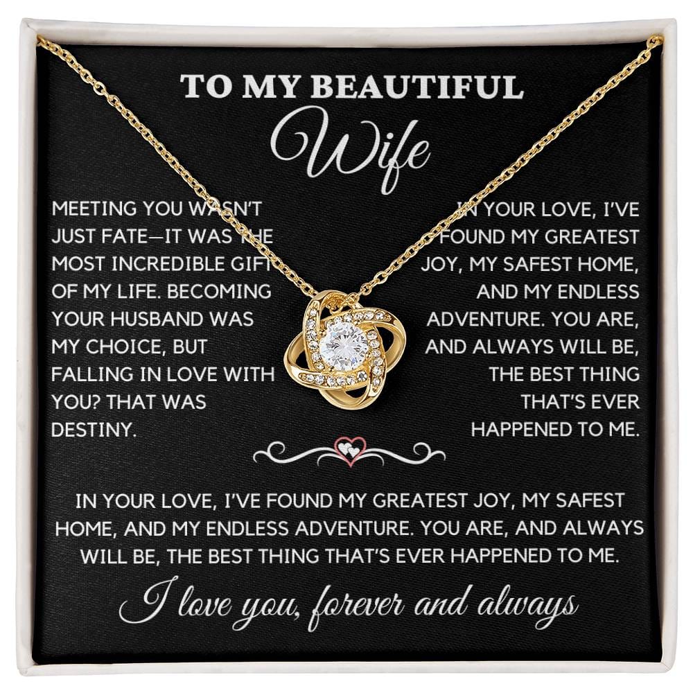 To My Beautiful Wife- Love Knot Necklace 11-13