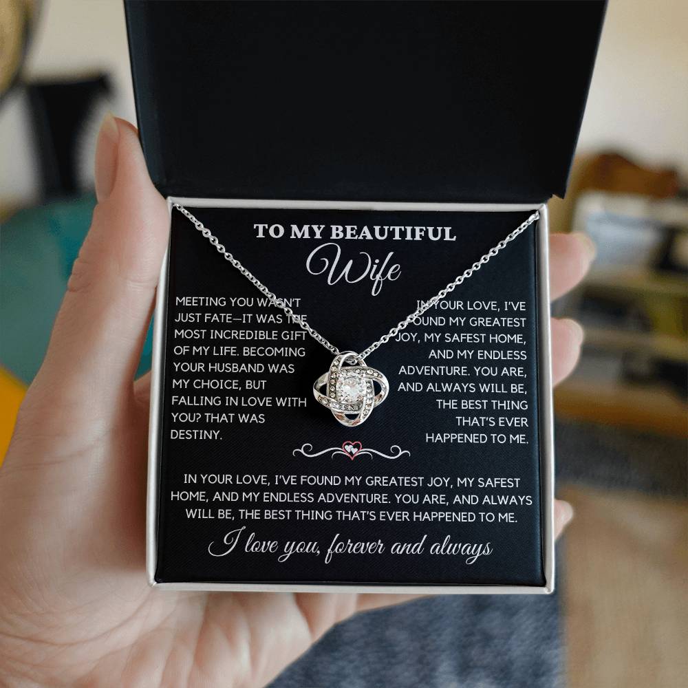 To My Beautiful Wife- Love Knot Necklace 11-13