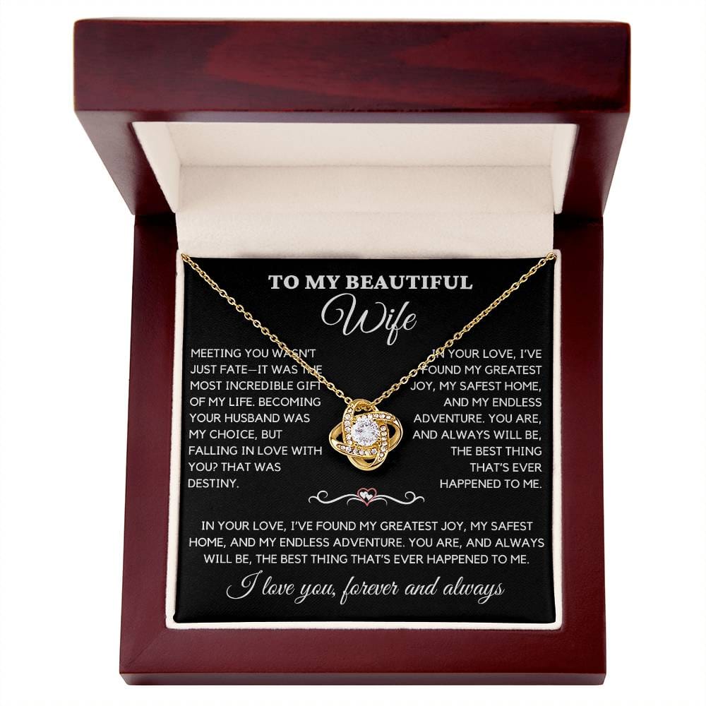 To My Beautiful Wife- Love Knot Necklace 11-13