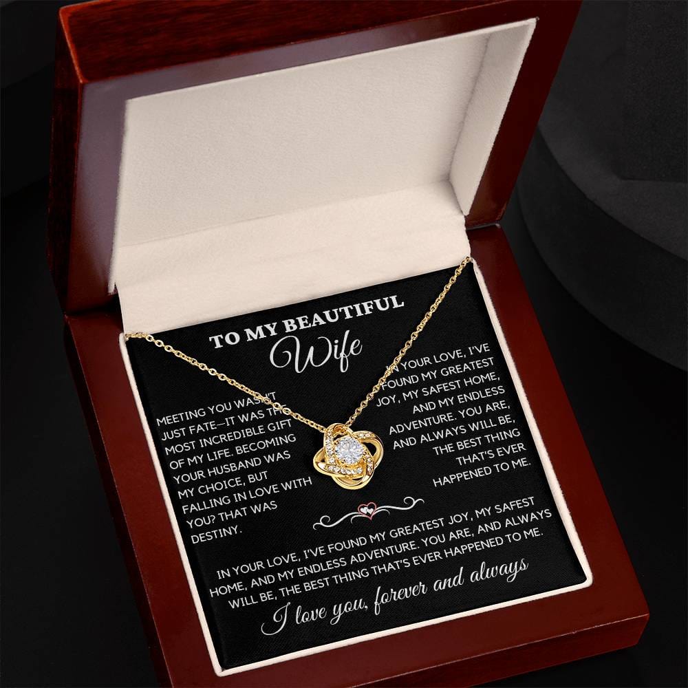 To My Beautiful Wife- Love Knot Necklace 11-13