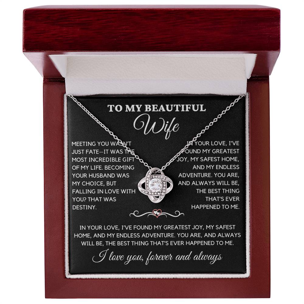 To My Beautiful Wife- Love Knot Necklace 11-13