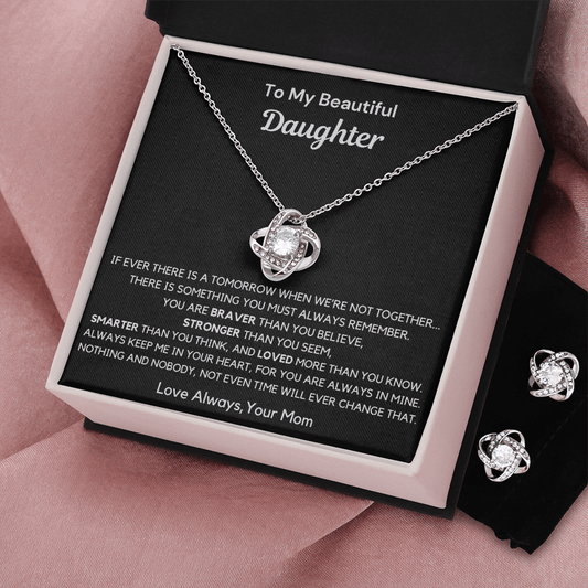 Almost Sold Out- Daughter- Love Knot Earring & Necklace Set