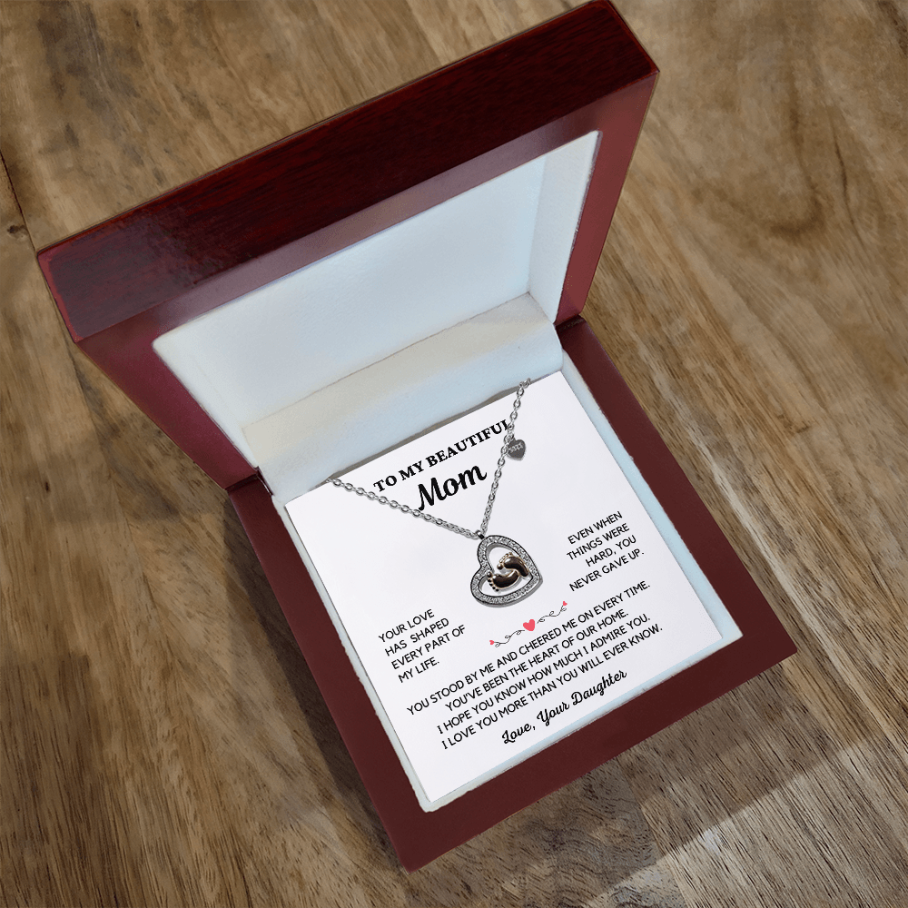 Almost Sold Out- To My Beautiful Mom - Baby Feet Heart Necklace